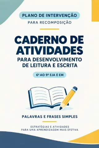 CADERNO DE ATIVIDADADES PARA LEITURA E ESCRITA — capa do material