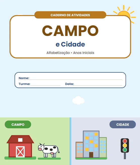 CADERNO DE ATIVIDADES: CAMPO E CIDADE - GEOGRAFIA ANOS INICIAIS — capa do material