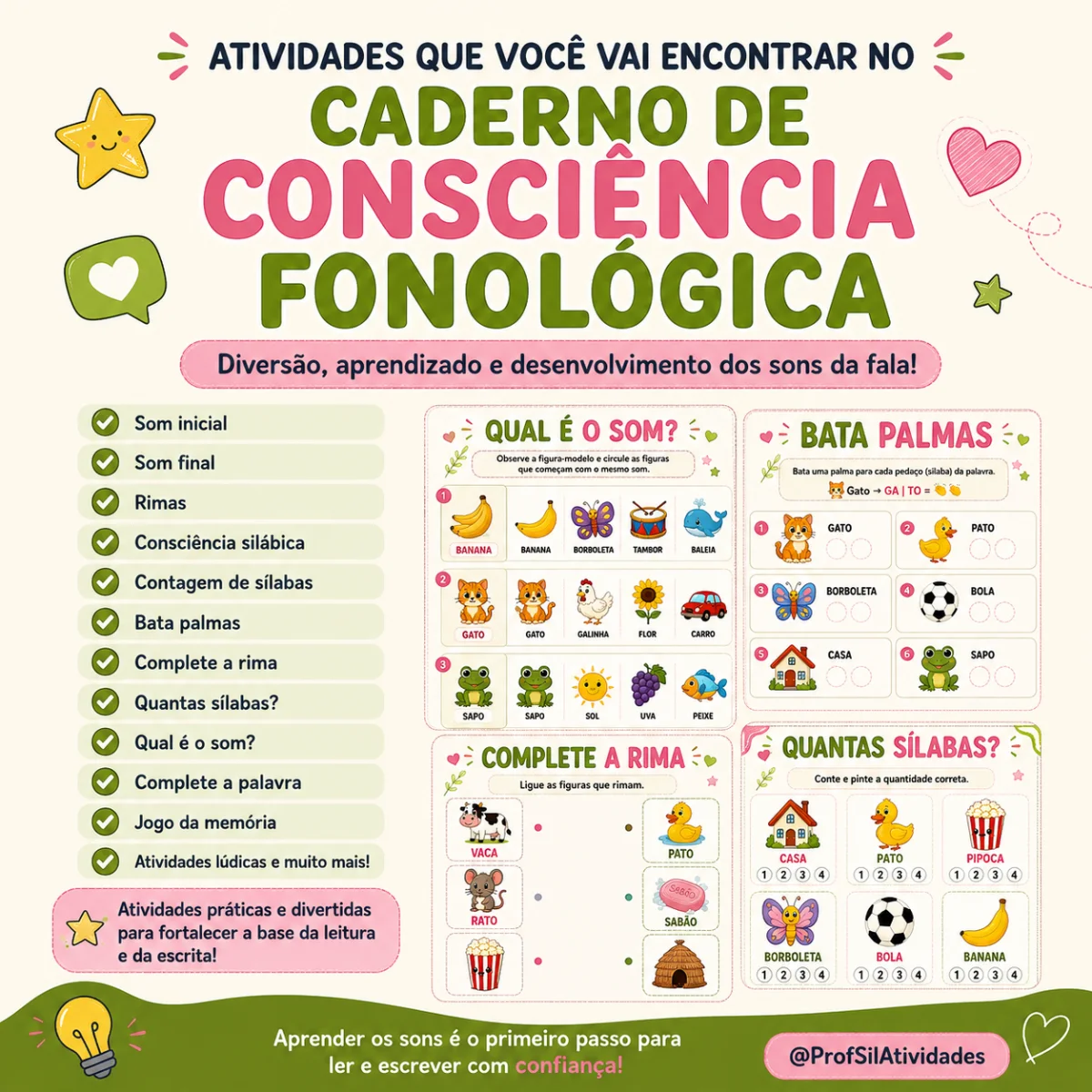 Caderno de Atividades Consciência Fonológica — amostra 2: Elaborado para desenvolver, de forma lúdica e significativa, as…