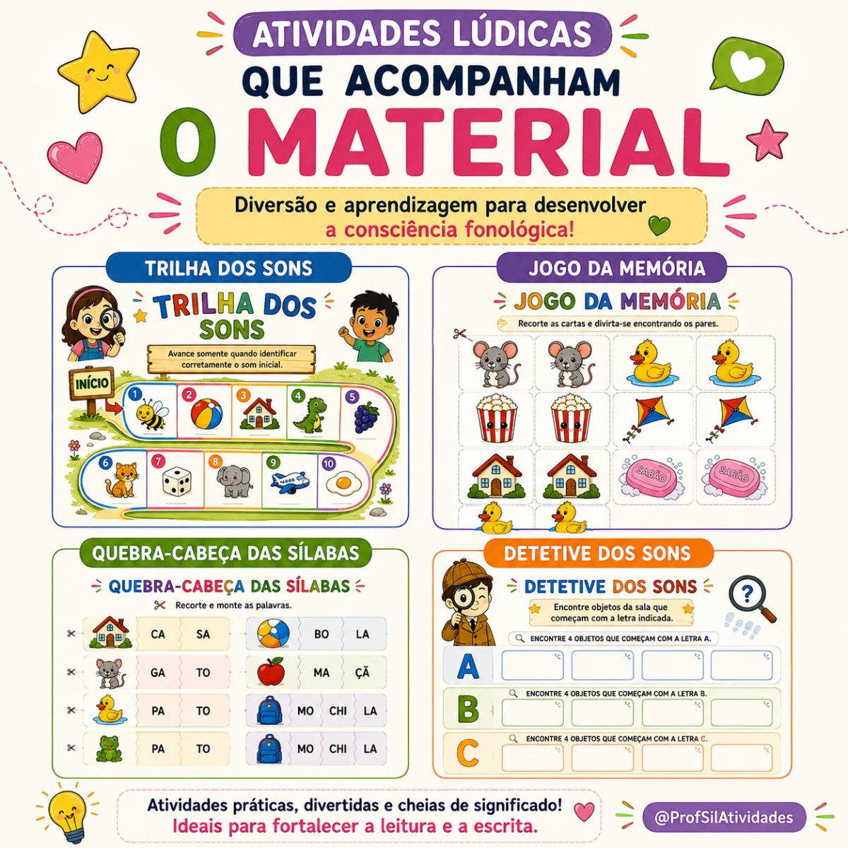 Caderno de Atividades Consciência Fonológica — amostra 3: Elaborado para desenvolver, de forma lúdica e significativa, as…