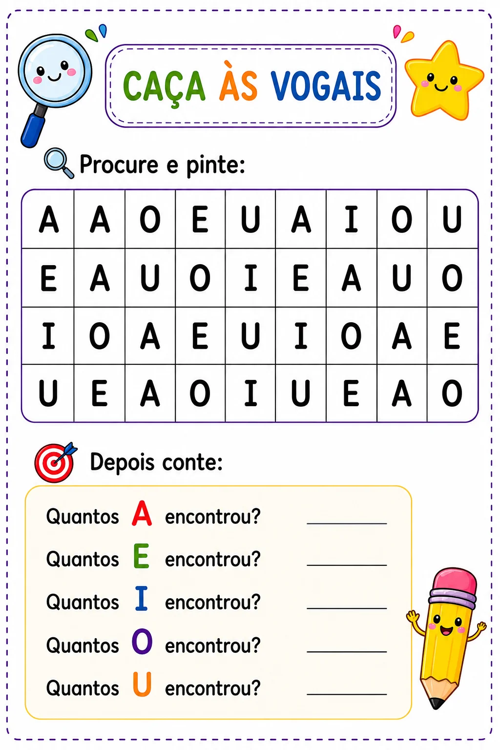 🌈✨ CADERNO DE ATIVIDADES DAS VOGAIS ✨🌈 — amostra 5: 🌈✨ CADERNO DE ATIVIDADES DAS VOGAIS ✨🌈 📚 Um material lúdico,…