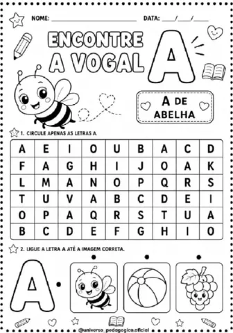 Caderno de Atividades das Vogais – Educação Infantil em PDF — amostra 2: 🎯 Ideal para