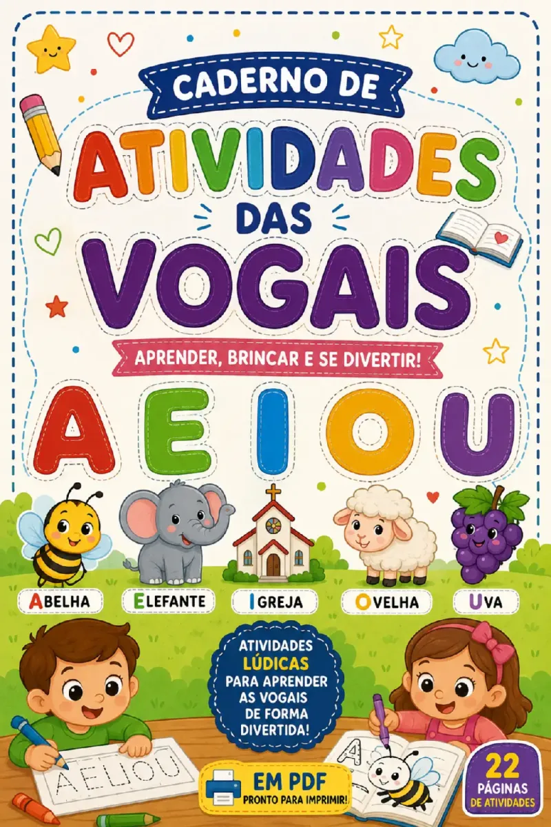 Caderno de Atividades das Vogais – Educação Infantil em PDF — Alfabetização para Educação Infantil: Caderno de atividades…