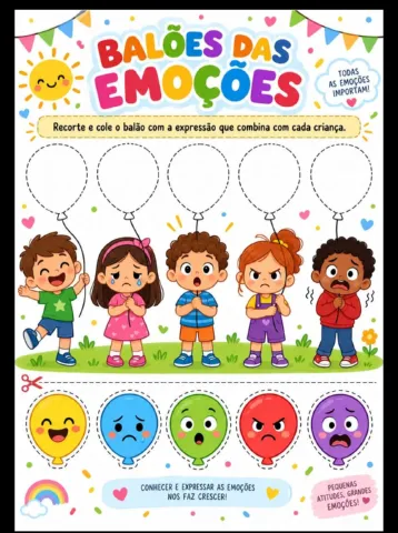 Caderno de Atividades Lúdicas – Formas, Números e Emoções — amostra 2: Caderno com 10 atividades lúdicas de recorte e…