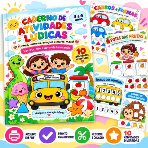 Caderno de Atividades Lúdicas – Formas, Números e Emoções — capa do material