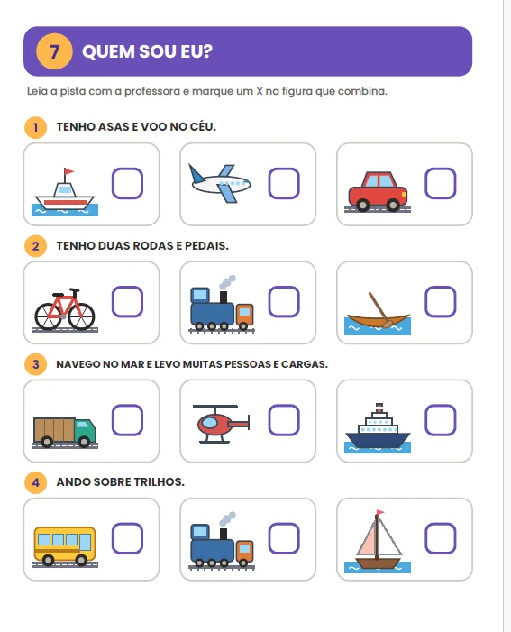CADERNO DE ATIVIDADES: MEIOS DE TRANSPORTE - ANOS INICIAIS — amostra 5: O Caderno de Atividades – Meios de Transporte é um…
