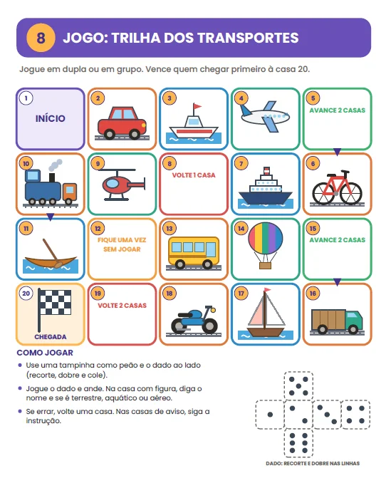 CADERNO DE ATIVIDADES: MEIOS DE TRANSPORTE - ANOS INICIAIS — amostra 6: O Caderno de Atividades – Meios de Transporte é um…