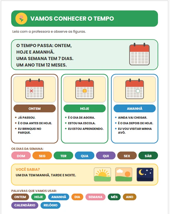 CADERNO DE ATIVIDADES: O TEMPO E O CALENDÁRIO - ANOS INICIAIS — amostra 2: O Caderno de Atividades – O Tempo e o Calendário…