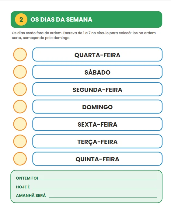 CADERNO DE ATIVIDADES: O TEMPO E O CALENDÁRIO - ANOS INICIAIS — amostra 4: O Caderno de Atividades – O Tempo e o Calendário…