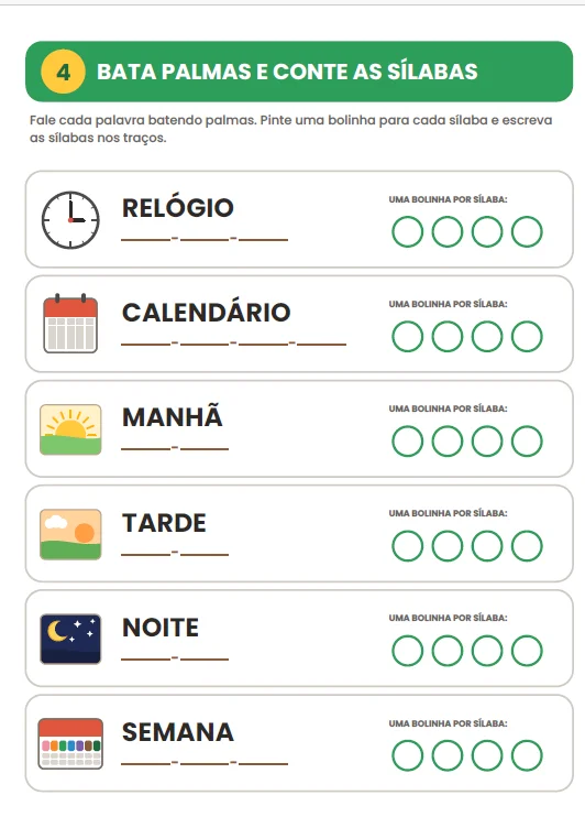 CADERNO DE ATIVIDADES: O TEMPO E O CALENDÁRIO - ANOS INICIAIS — amostra 6: O Caderno de Atividades – O Tempo e o Calendário…