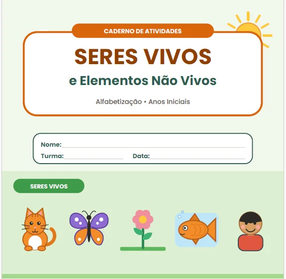CADERNO DE ATIVIDADES: SERES VIVOS E ELEMENTOS NÃO VIVOS- CIENCIAS — capa do material