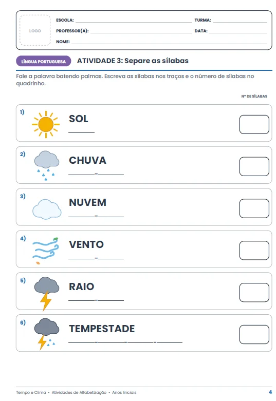 Caderno de Atividades – Tempo e Clima - CIENCIAS ANOS INICIAIS — amostra 4: Com o Caderno de Atividades – Tempo e Clima ,…