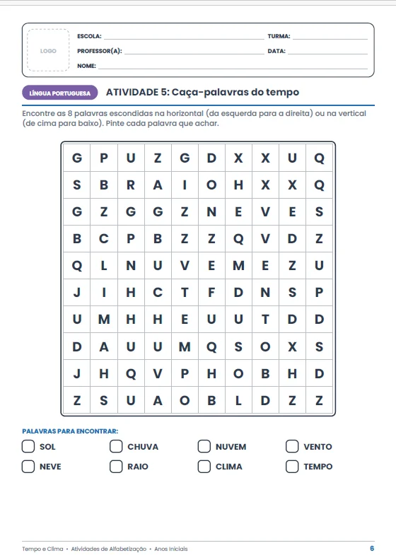 Caderno de Atividades – Tempo e Clima - CIENCIAS ANOS INICIAIS — amostra 6: Com o Caderno de Atividades – Tempo e Clima ,…