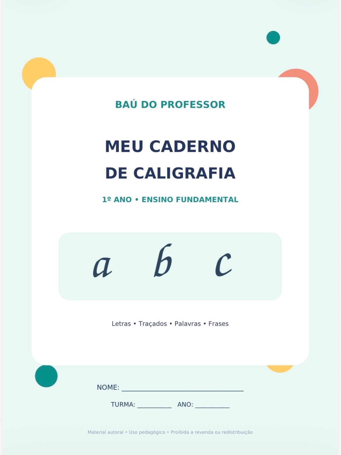 Caderno de Caligrafia 1º Ano – Letra Cursiva e Alfabeto PDF — Alfabetização para Educação Infantil: Caderno de Caligrafia…