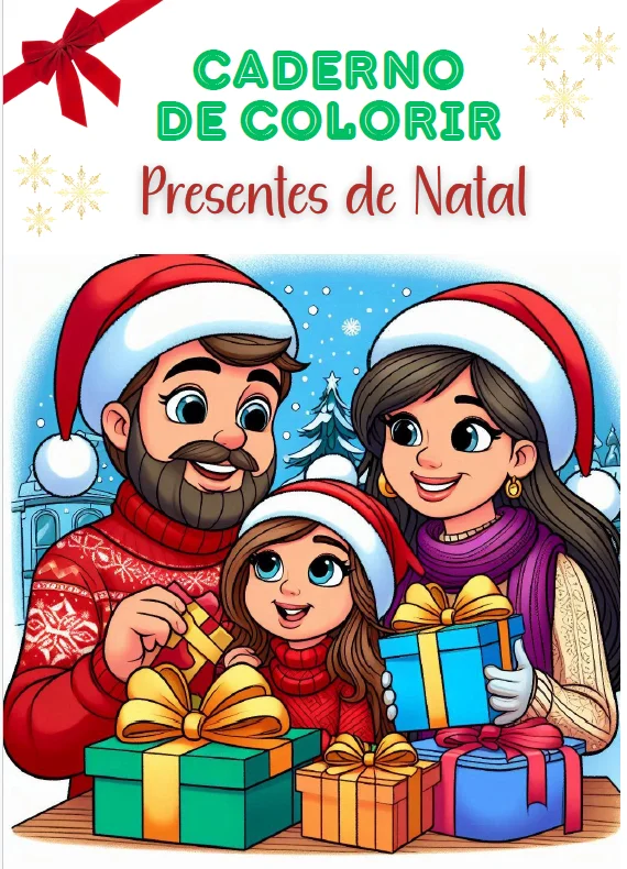 🎄🎁 CADERNO DE COLORIR – PRESENTES DE NATAL 🖍️✨ ATIVIDADE LÚDICA — capa do material