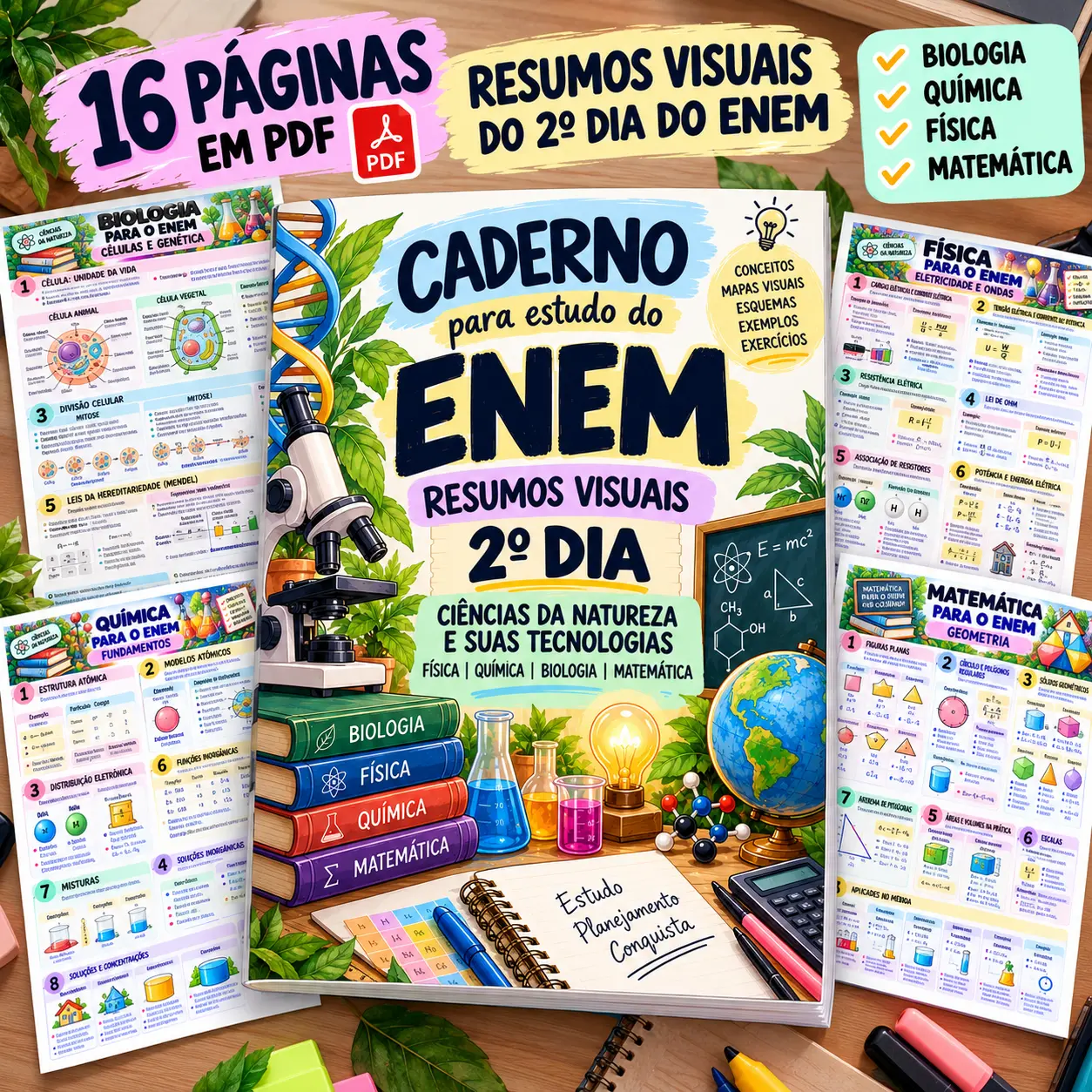 Revisão Estudos ENEM 2º Dia – Resumos Visuais PDF — Matemática para Ensino Médio: Revisão para estudo ENEM 2º dia em PDF…