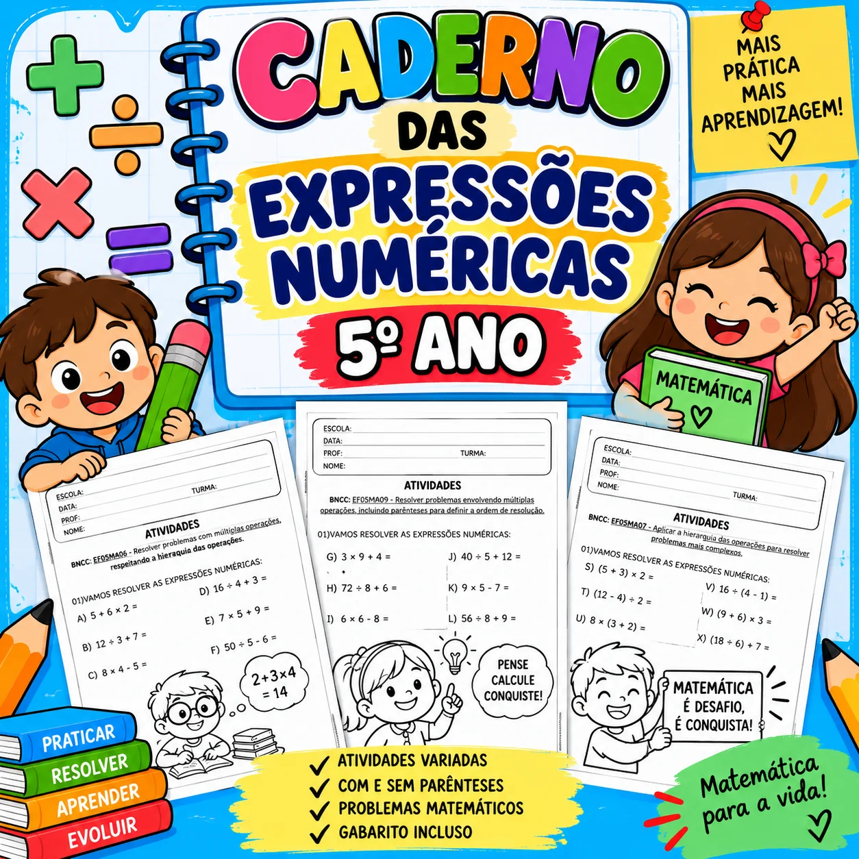 Caderno de Expressões Numéricas – Matemática 5º Ano — capa do material