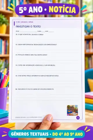 Caderno de Gêneros Textuais do 4º ao 9º Ano — amostra 6: Apostila com 121 páginas para estudar características, exemplos,…