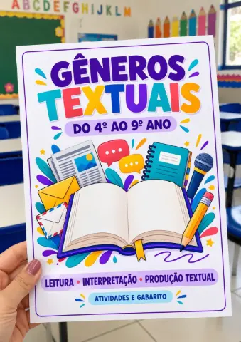 Caderno de Gêneros Textuais do 4º ao 9º Ano — amostra 7: Apostila com 121 páginas para estudar características, exemplos,…