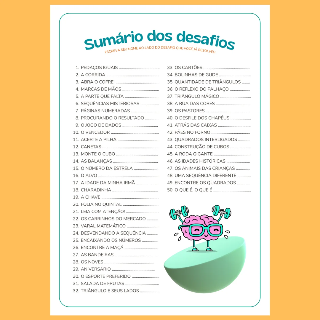 Caderno de Lógica: 50 desafios de raciocínio lógico para imprimir — amostra 1: O que está incluso