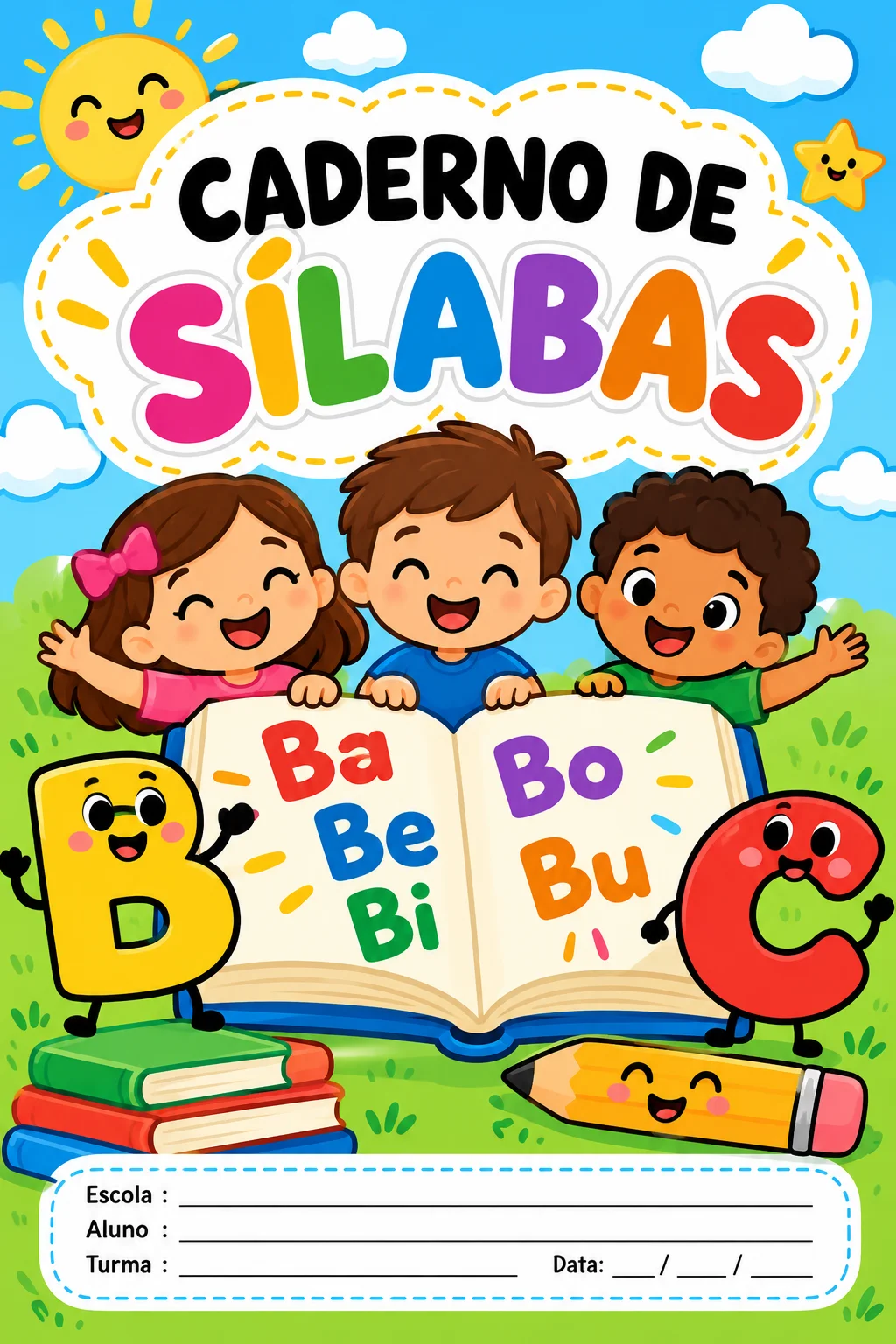 Caderno de Sílabas lúdico e colorido Fundamental Alfabetização PDF — amostra 3: Caderno de Sílabas lúdico e colorido, com…