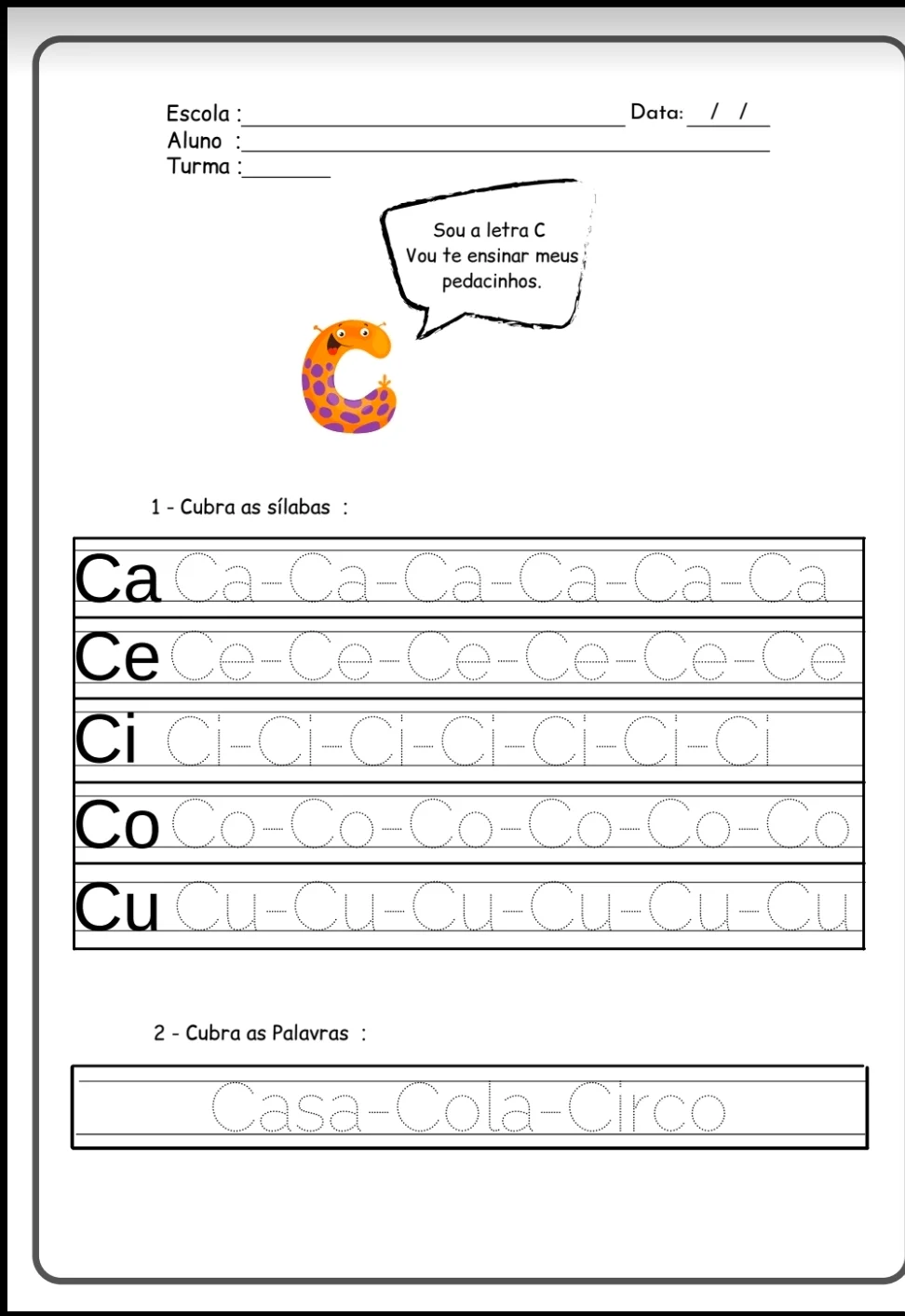 Caderno de Sílabas lúdico e colorido Fundamental Alfabetização PDF — amostra 5: Caderno de Sílabas lúdico e colorido, com…