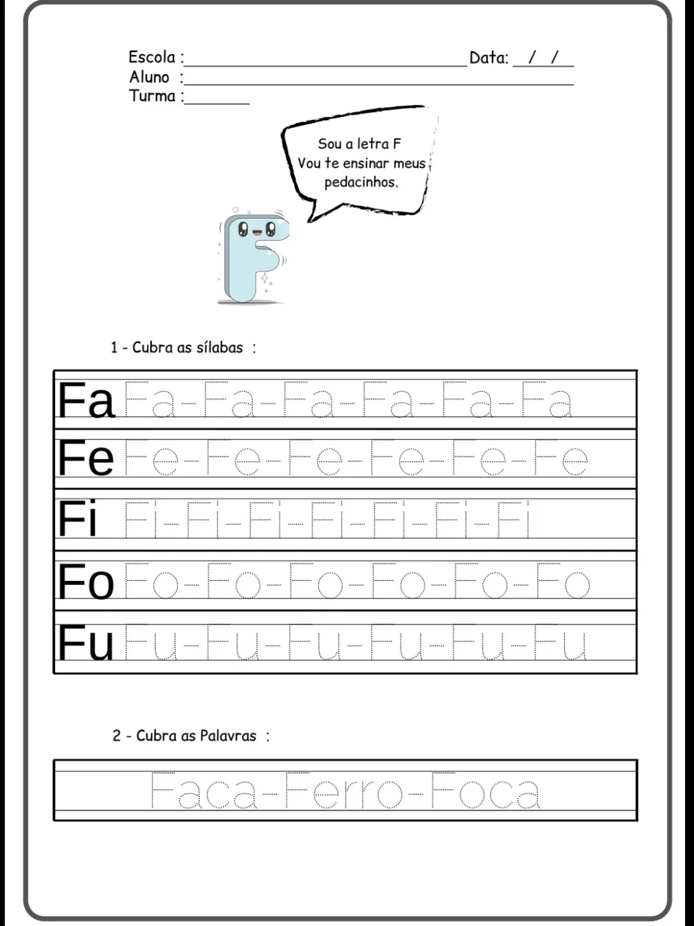Caderno de Sílabas lúdico e colorido Fundamental Alfabetização PDF — amostra 6: Caderno de Sílabas lúdico e colorido, com…