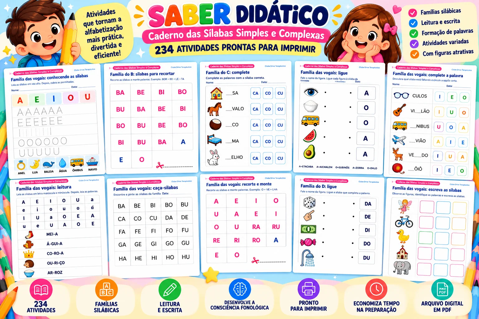 Caderno de Sílabas Simples e Complexas - 1 — amostra 2: Caderno com 234 atividades de alfabetização para trabalhar famílias… Caderno de Sílabas Simples e Complexas - 1 — amostra 2: Caderno com 234 atividades de alfabetização para trabalhar famílias…