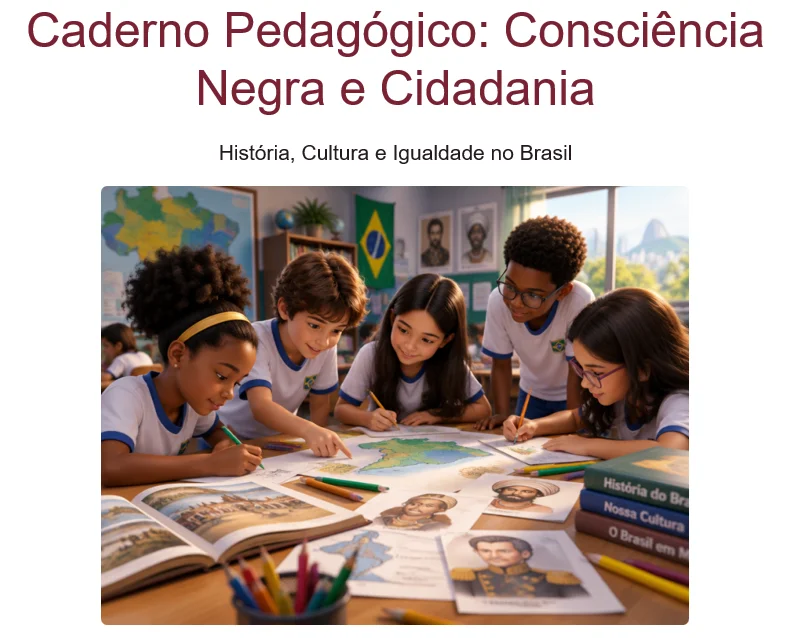 Caderno Pedagógico Consciência Negra e Cidadania — capa do material