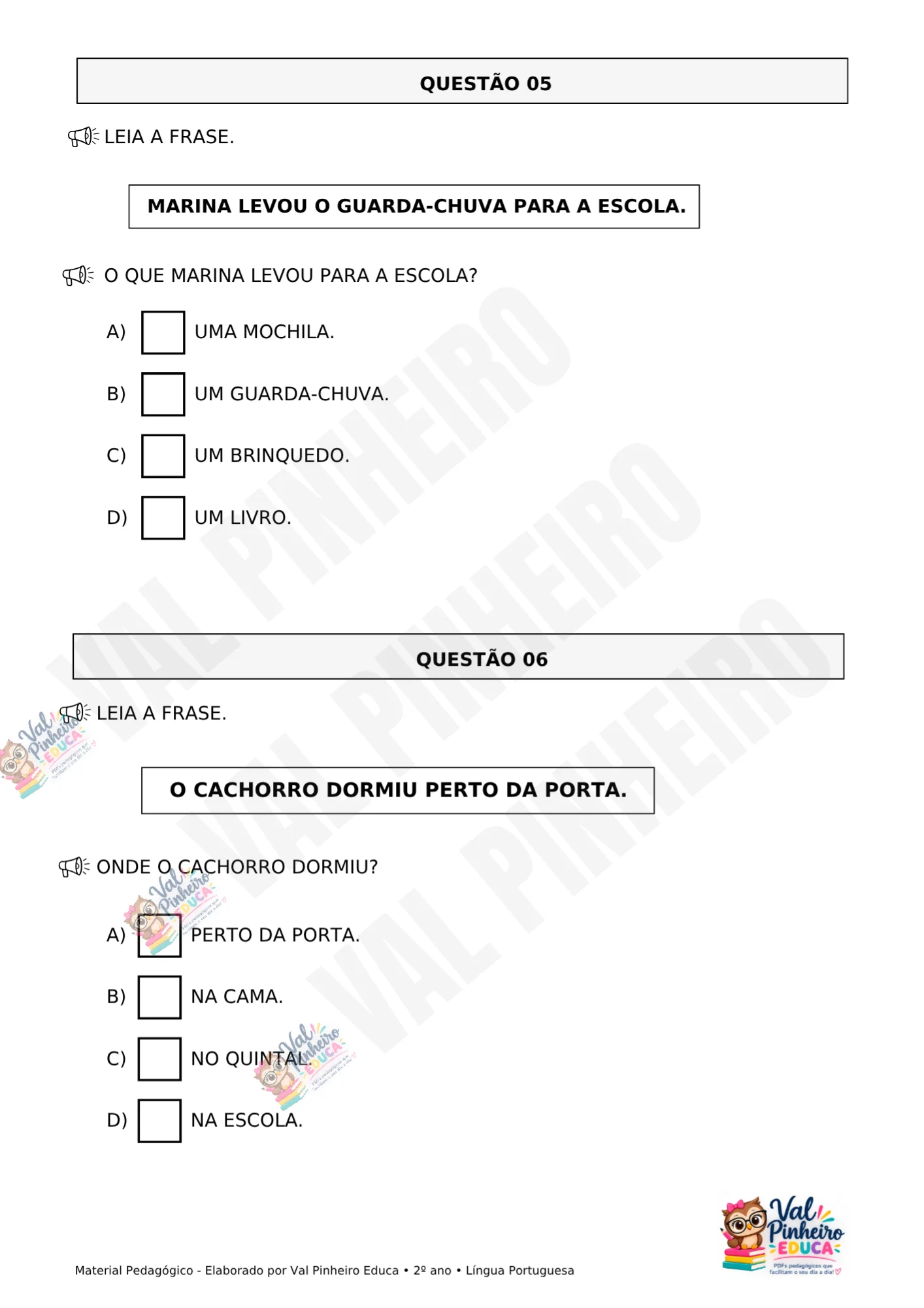 Cadernos Preparatórios de Língua Portuguesa e Matemática - 2º ANO — amostra 4: Caderno de Língua Portuguesa