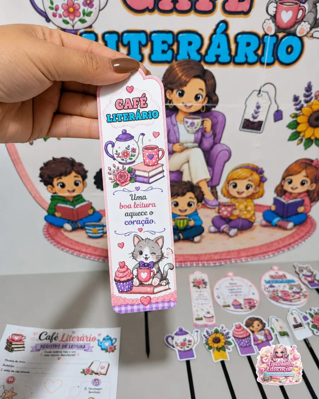 CAFÉ LITERÁRIO – UM KIT COMPLETO PARA ENCANTAR! — amostra 1: O que vem no material