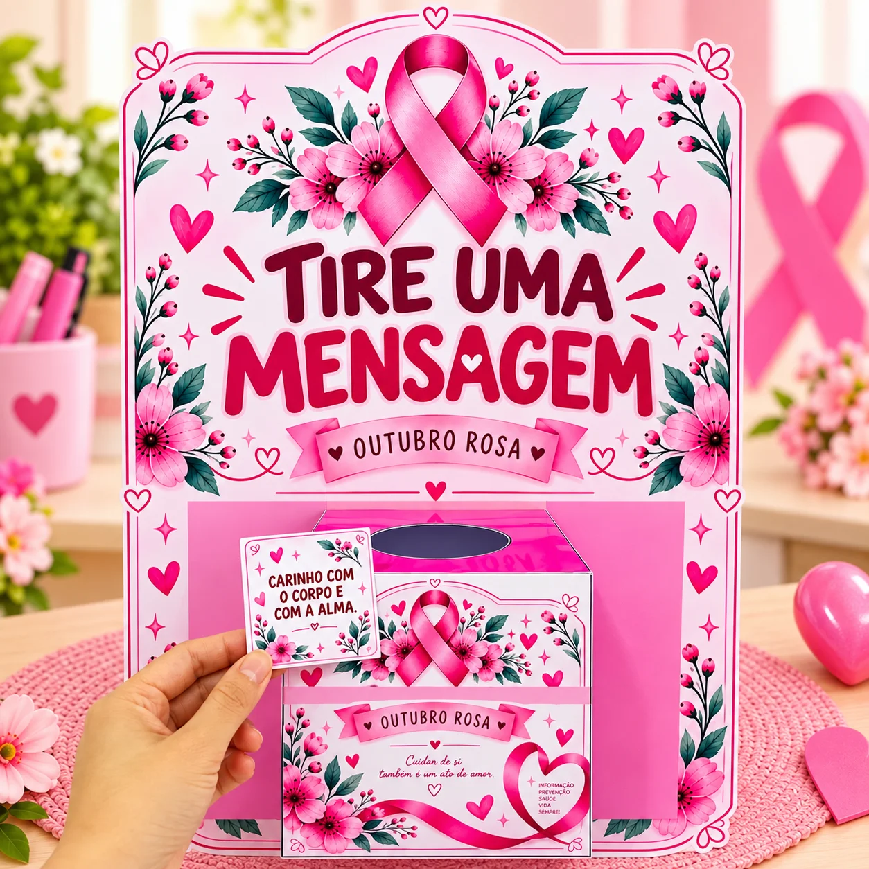 Caixa com Mensagens Outubro Rosa – Para Imprimir — Datas comemorativas para Todas as séries: Painel interativo Outubro Rosa…
