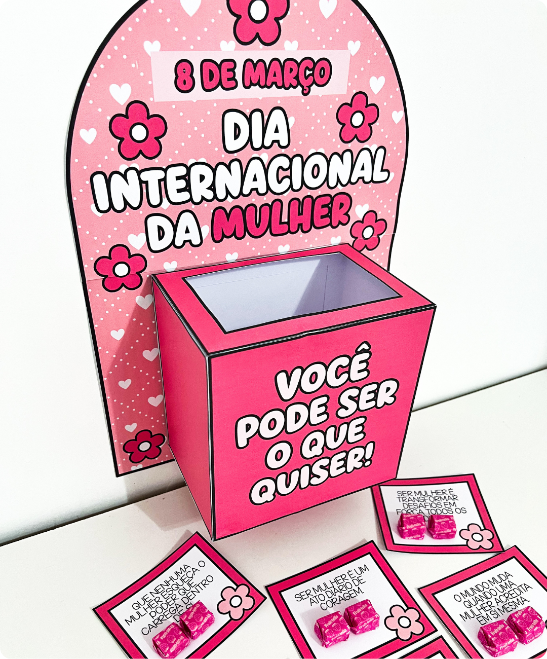 Caixa de homenagem ao Dia da Mulher para imprimir — amostra 1: Uma homenagem para preparar e entregar em sala