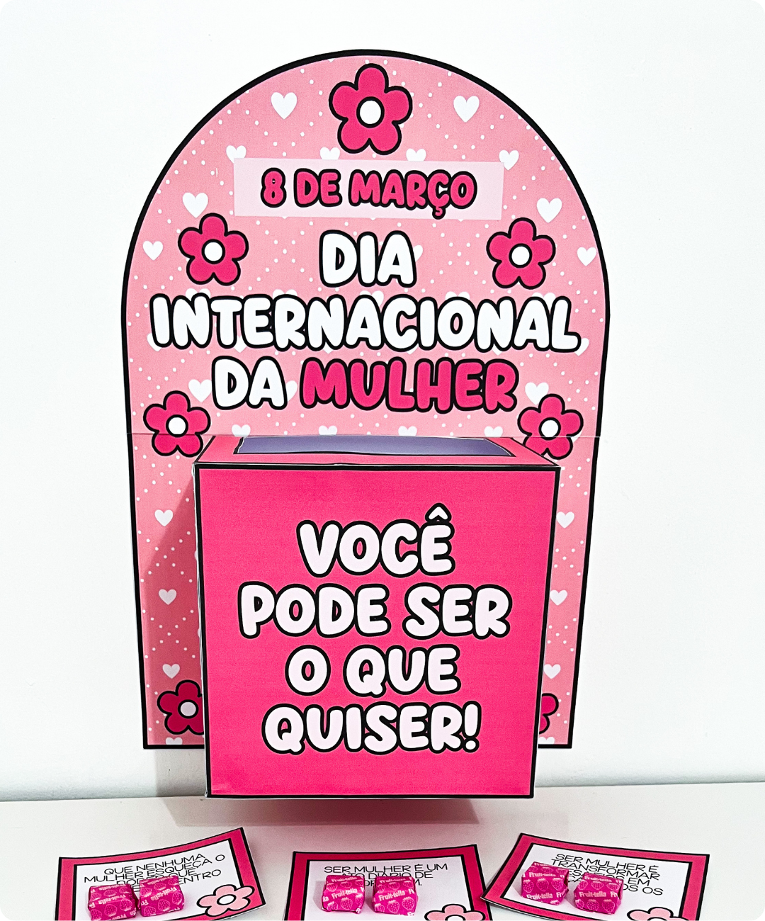 Caixa de homenagem ao Dia da Mulher para imprimir — amostra 2: Como organizar a aplicação com a turma