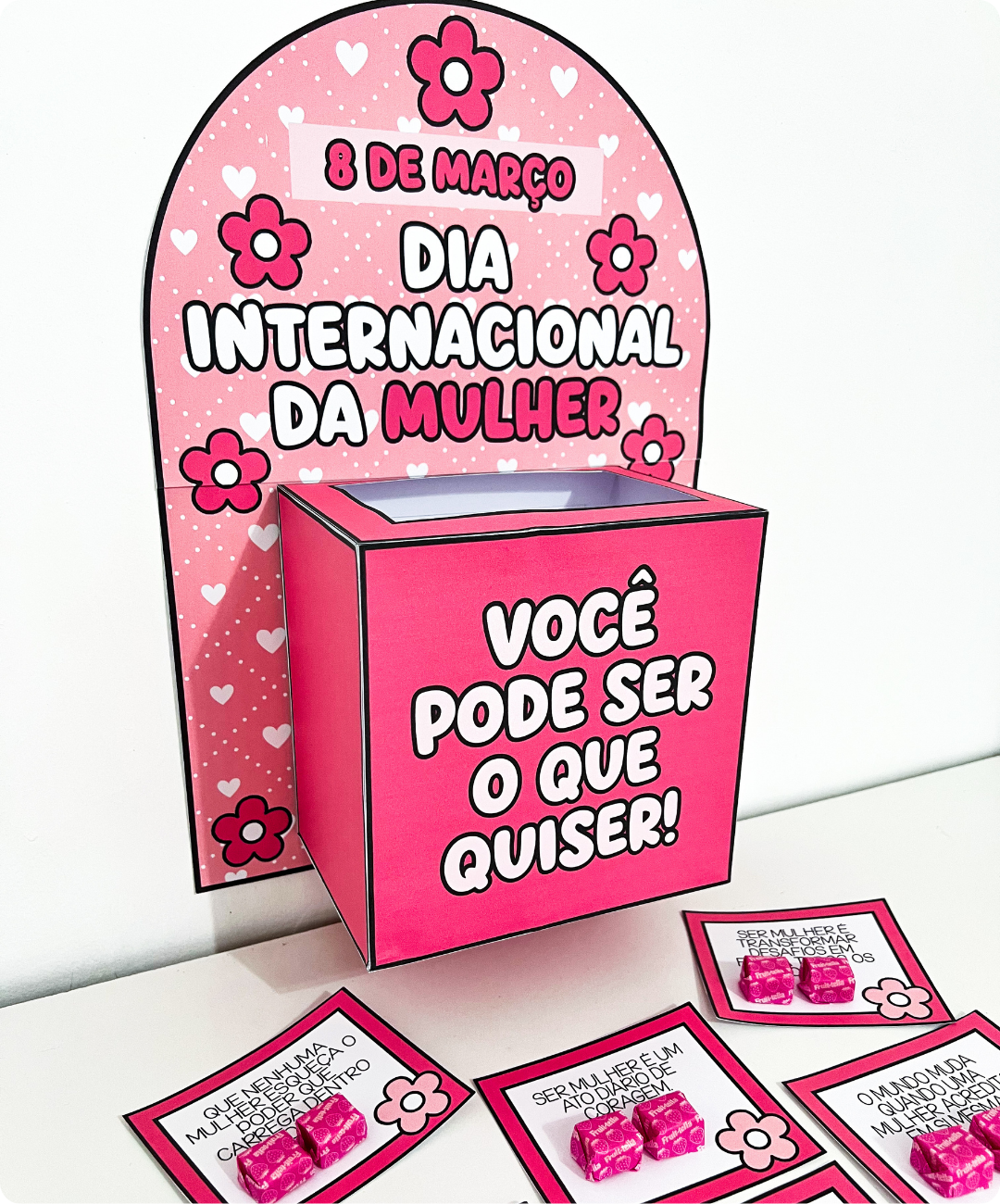 Caixa de homenagem ao Dia da Mulher para imprimir — amostra 3: O que você recebe