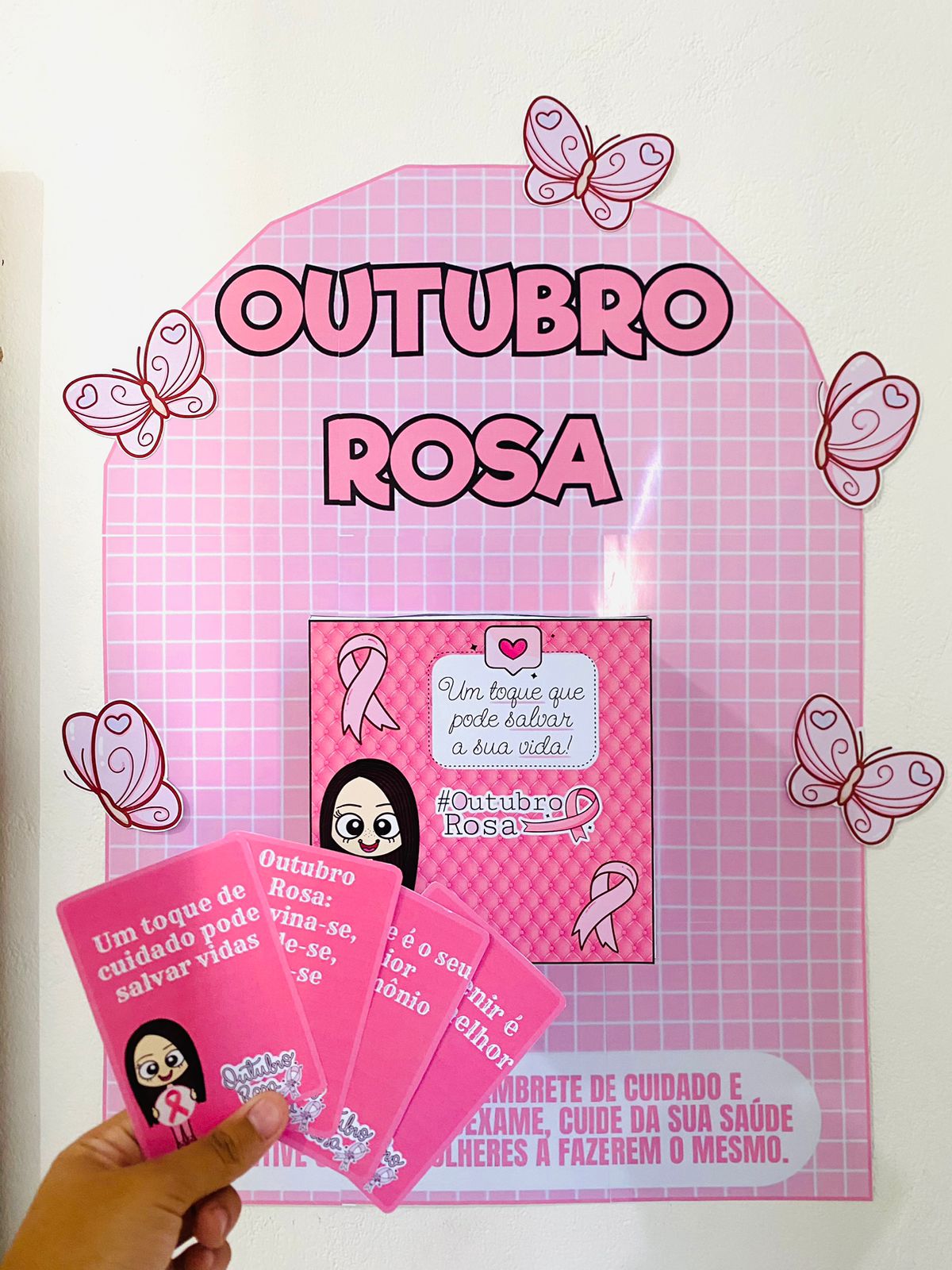 Caixa de mensagem / caixa motivacional: outubro rosa – PDF para Imprimir — amostra 1: O que vem no material