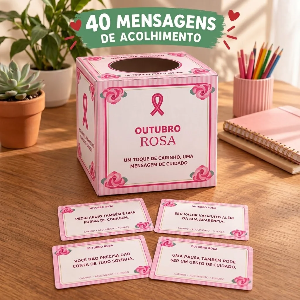 Caixa de Mensagens Outubro Rosa – 40 Cartões — amostra 2: Como utilizar Caixa de Mensagens Outubro Rosa – 40 Cartões — amostra 2: Como utilizar