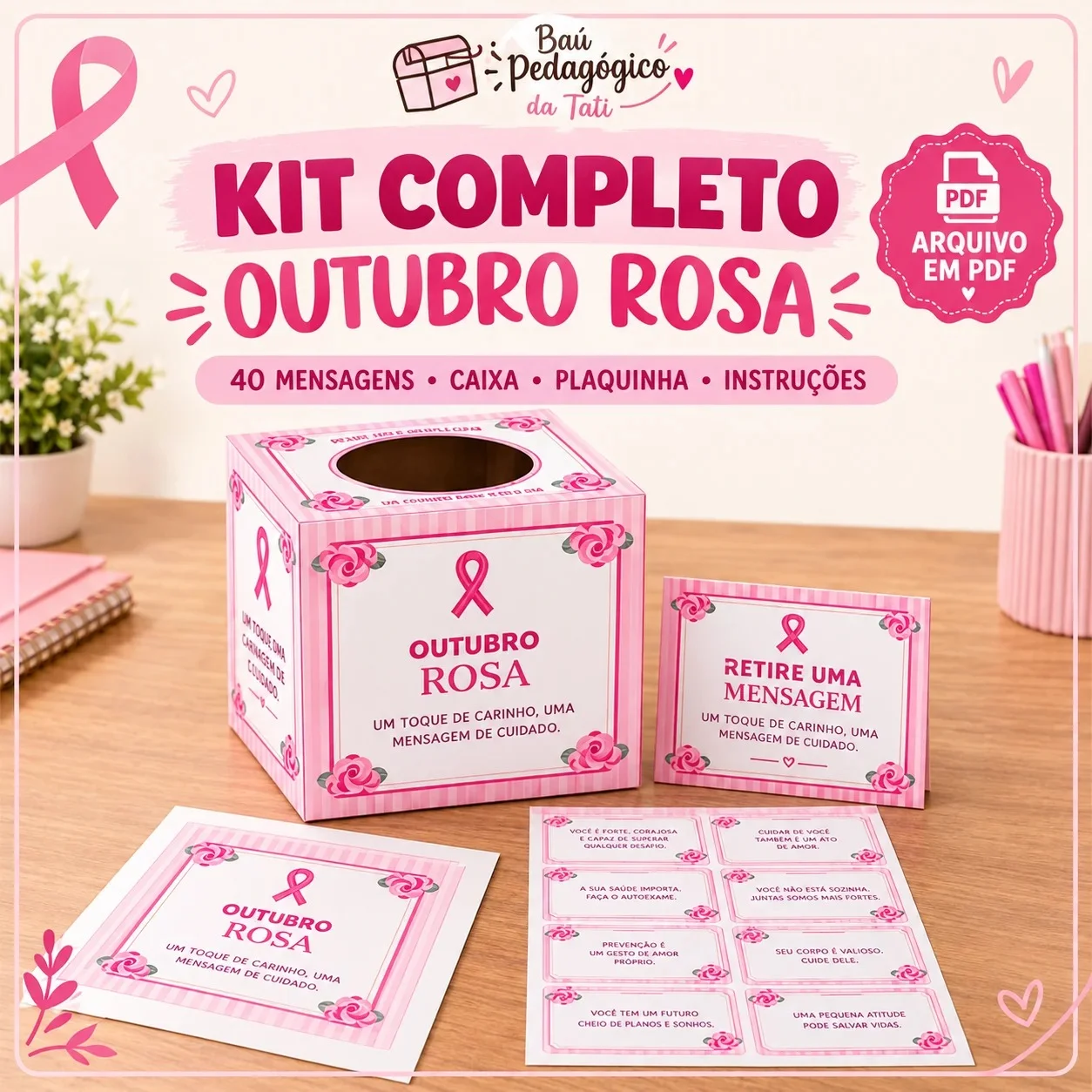 Caixa de Mensagens Outubro Rosa – 40 Cartões — capa do material