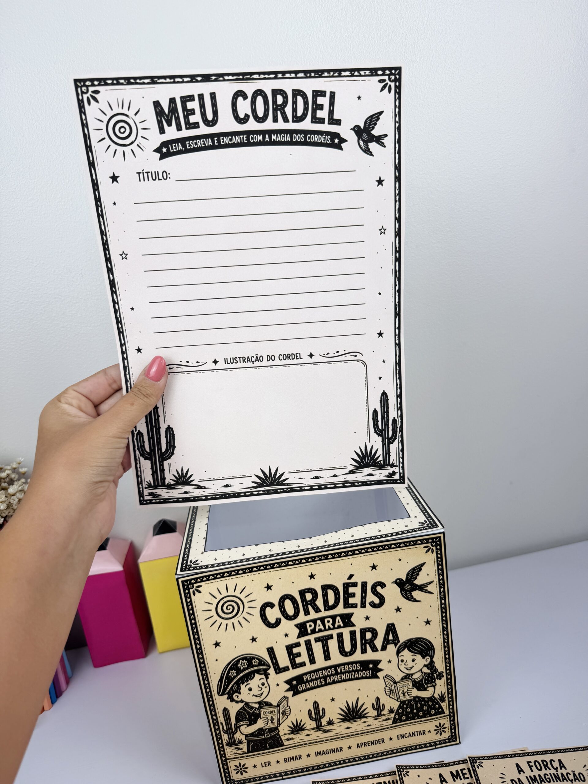 Caixa do cordel para leitura – Material Pedagógico — amostra 1: O que vem no material