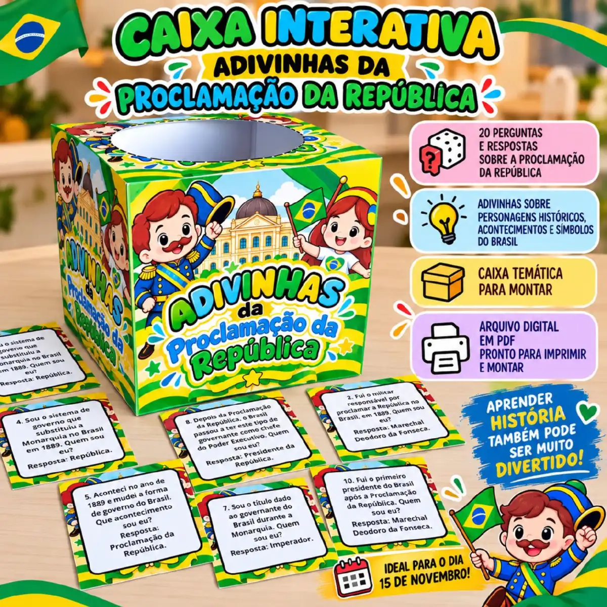 Caixa Interativa Proclamação da República – Adivinhas e Perguntas — Alfabetização para Educação Infantil: Recurso…