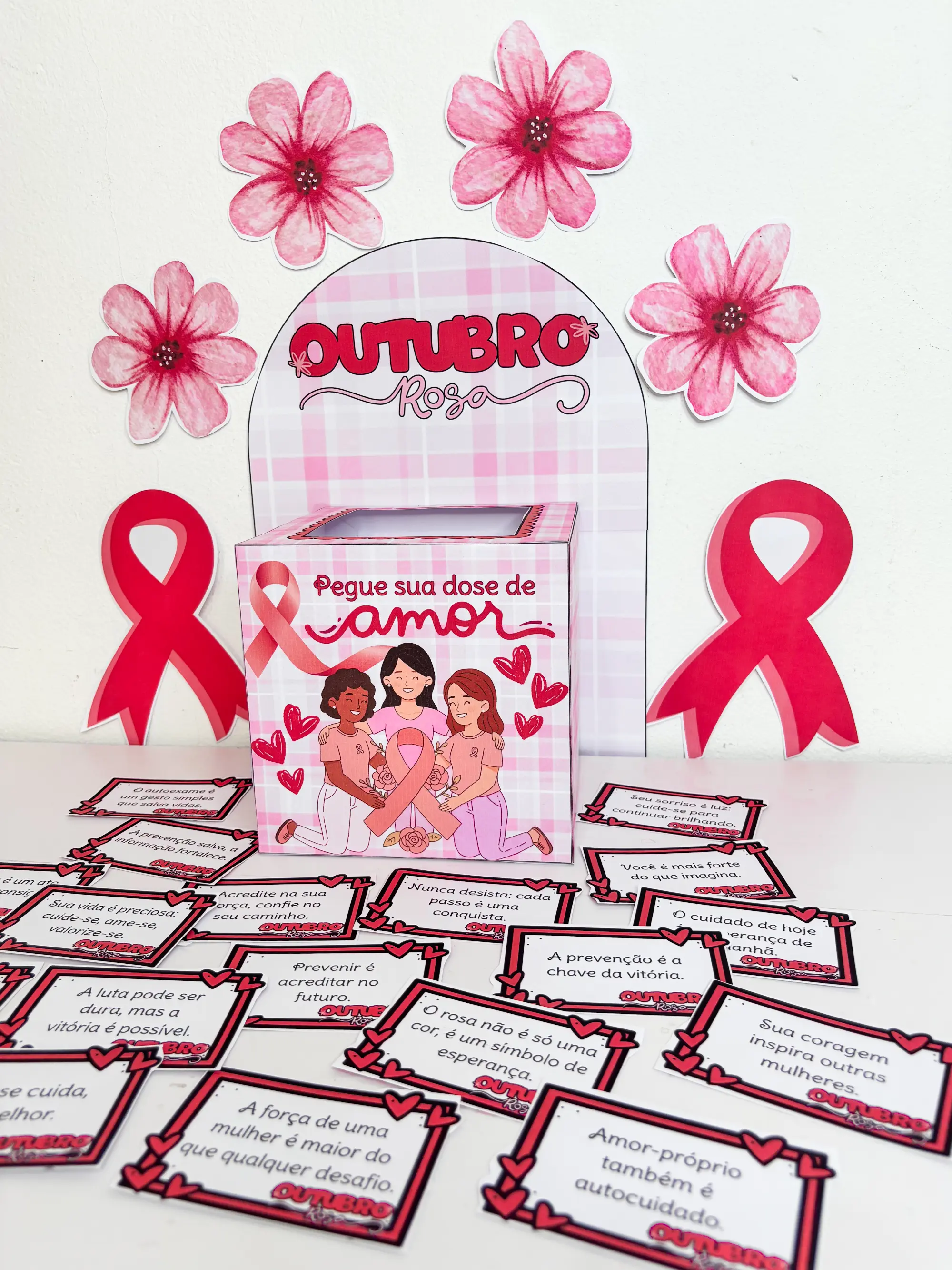 Caixa Motivacional Outubro Rosa – 36 Frases para Conscientizar — amostra 2: Caixa motivacional com 36 frases para Outubro…