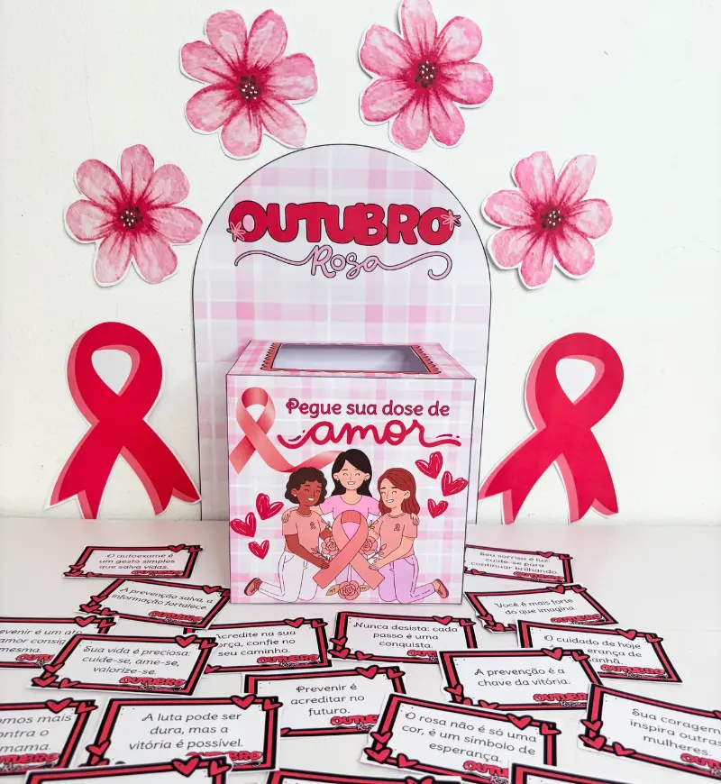 Caixa Motivacional Outubro Rosa em PFD — Atividades para Todas as séries: Caixinha que inspira, motiva e emociona