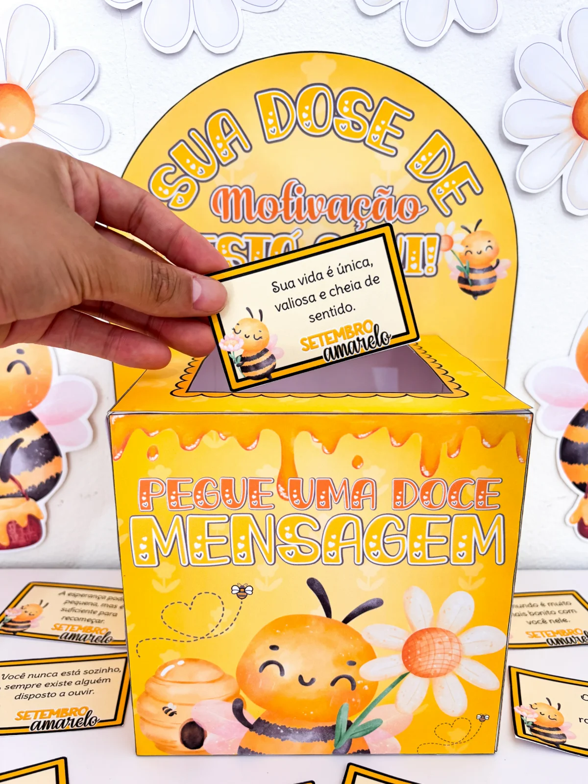 Caixa Motivacional Setembro Amarelo – 36 Mensagens de Acolhimento — amostra 3: Arquivo digital em PDF, pronto para…
