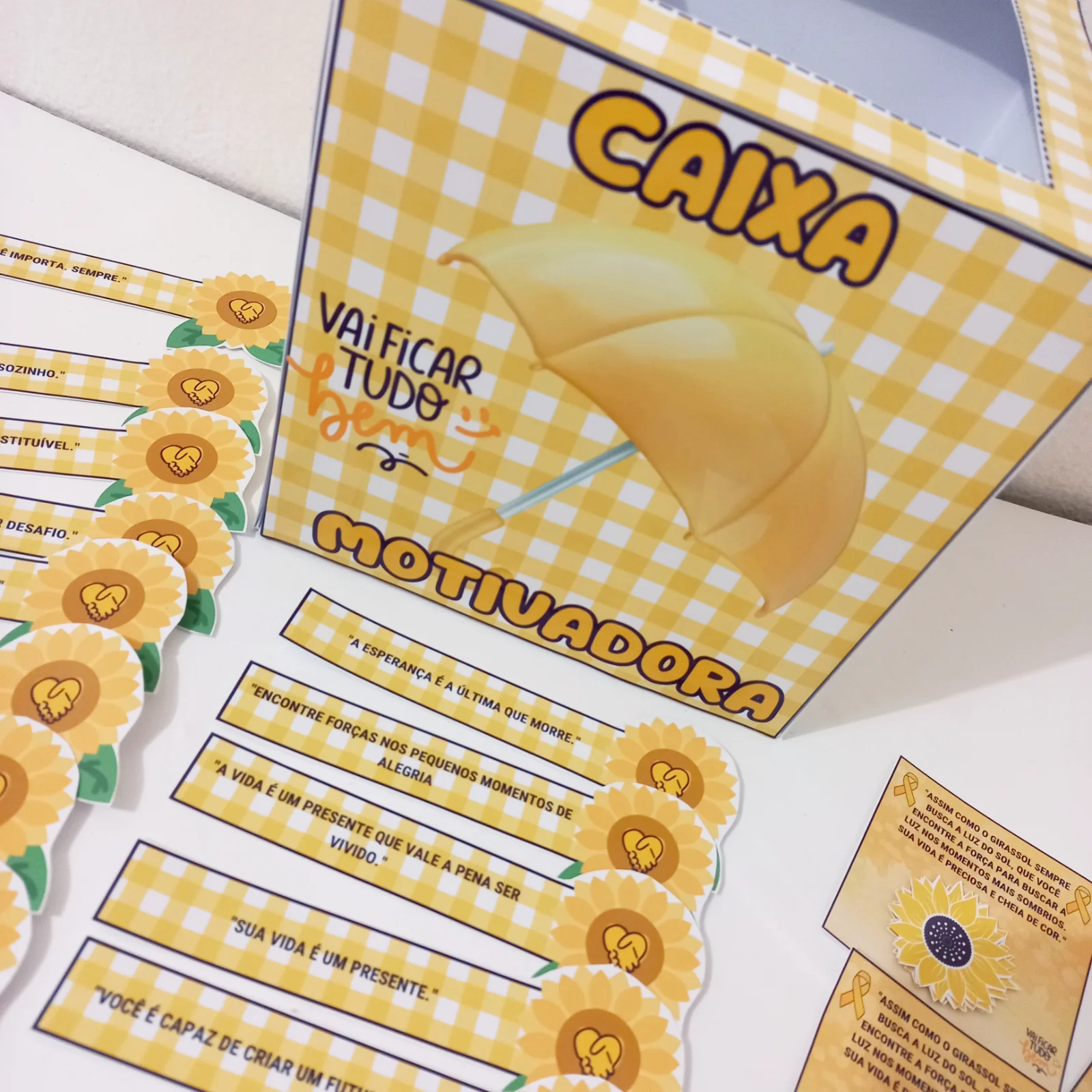 Caixa Motivadora e Painel – Setembro Amarelo | Kit Motivacional — amostra 7: Caixa Motivadora, painel e mensagens de…