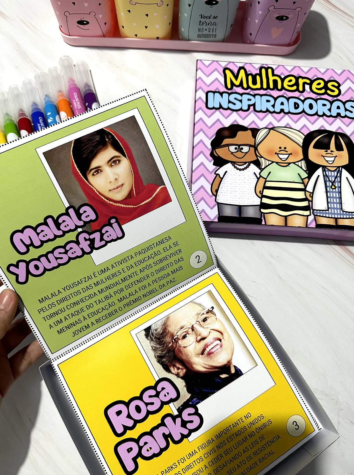 Caixa Mulheres Inspiradoras - Dia da Mulher — amostra 5: Arquivo em formato de caixa para trabalhar o tema “Dia…