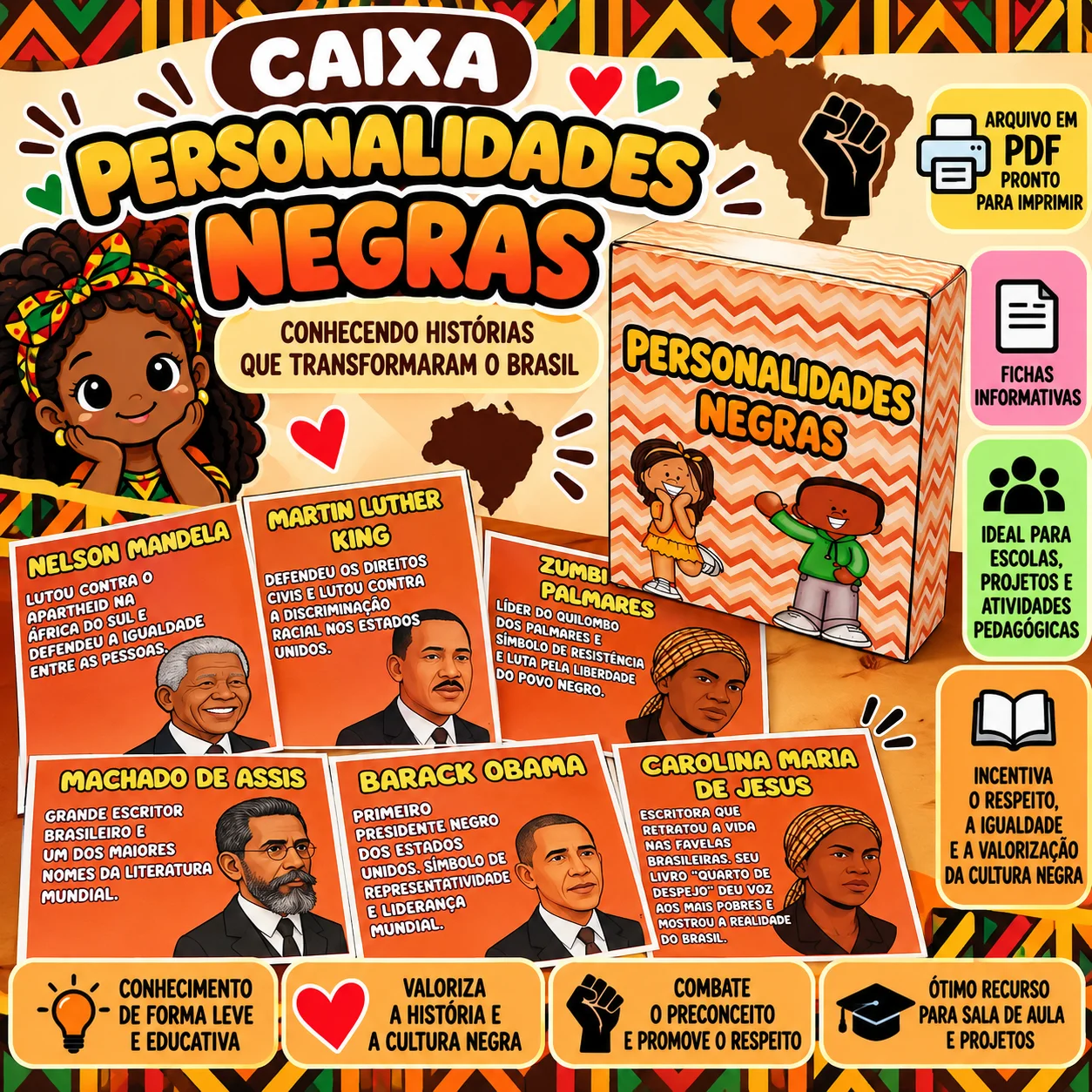 Caixa Personalidades Negras – Fichas Educativas — capa do material