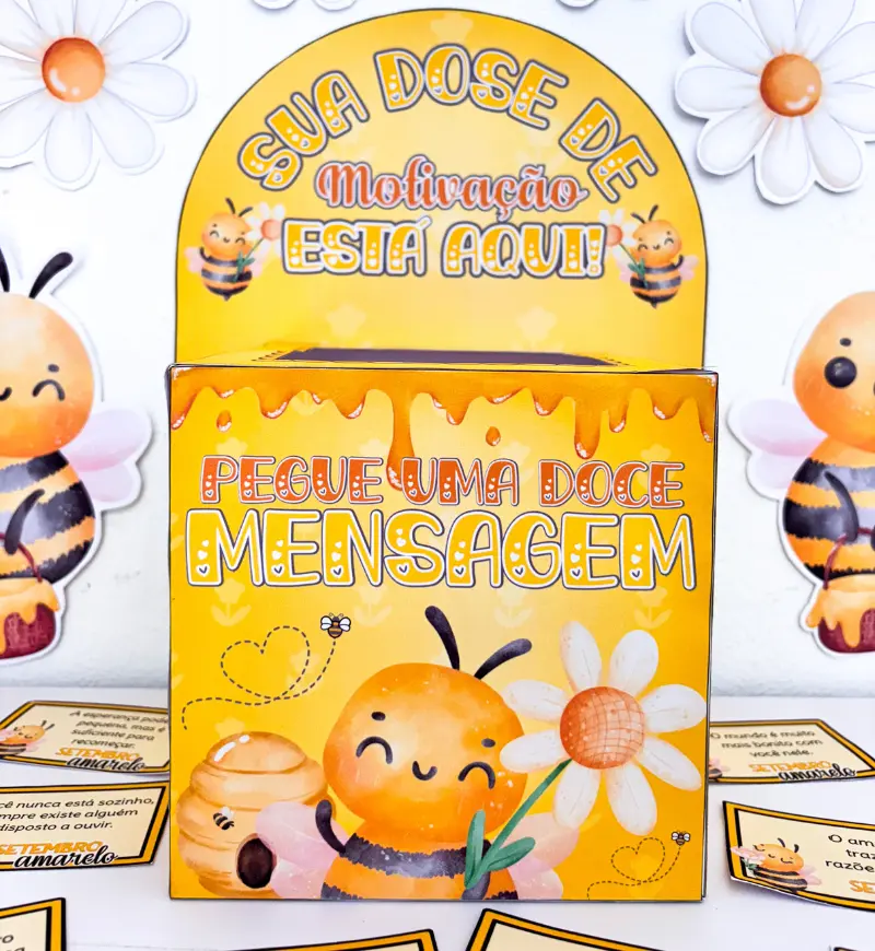 Caixa Setembro Amarelo: PDF com 36 Mensagens de Acolhimento — amostra 1: Caixa Setembro Amarelo para imprimir