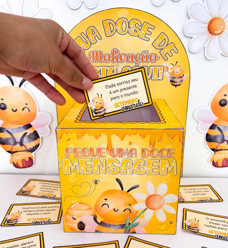 Caixa Setembro Amarelo: PDF com 36 Mensagens de Acolhimento — amostra 3: Como usar em sala de aula