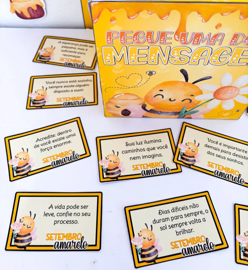 Caixa Setembro Amarelo: PDF com 36 Mensagens de Acolhimento — amostra 5: Leve palavras de incentivo à rotina escolar com a…