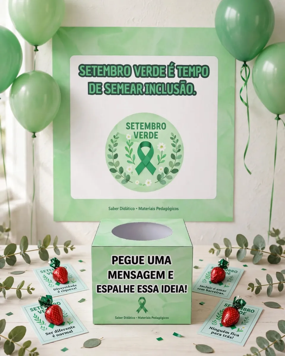 Caixa Setembro Verde - Mensagens de Inclusão — amostra 1: Uma lembrancinha cheia de significado para marcar o mês da inclusão